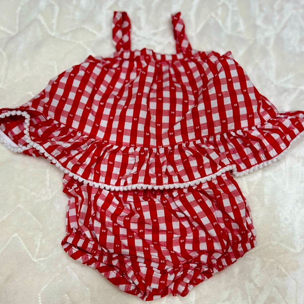 Red Gingham Top/Bottom Set
